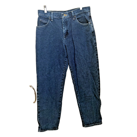 Wrangler Blues Jeans Womens 10 10x32 Blue Relaxed Fit Tapered Leg USA WB101AD - Picture 1 of 5